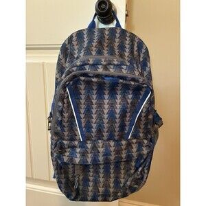 Lands End Large Geometric Print Blue/Gray Backpack Book bag Back Pack